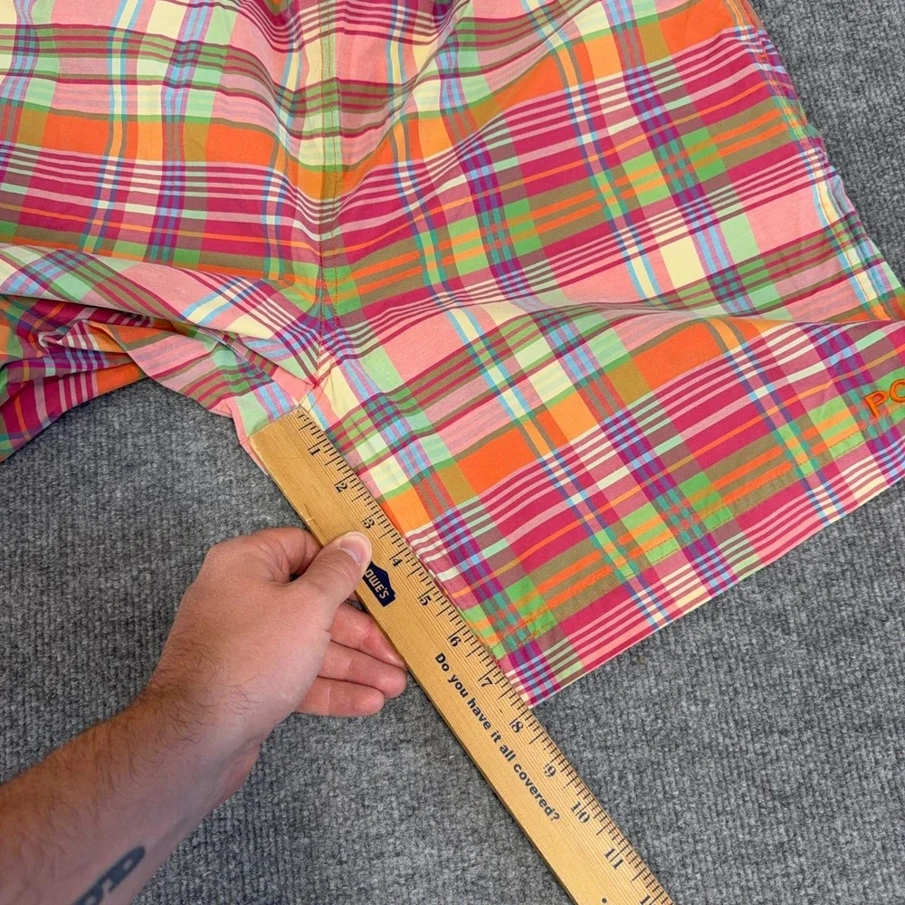 Vintage Polo Sport Ralph Lauren Swim Trunks Mens Large Multicolor Plaid Swimwear